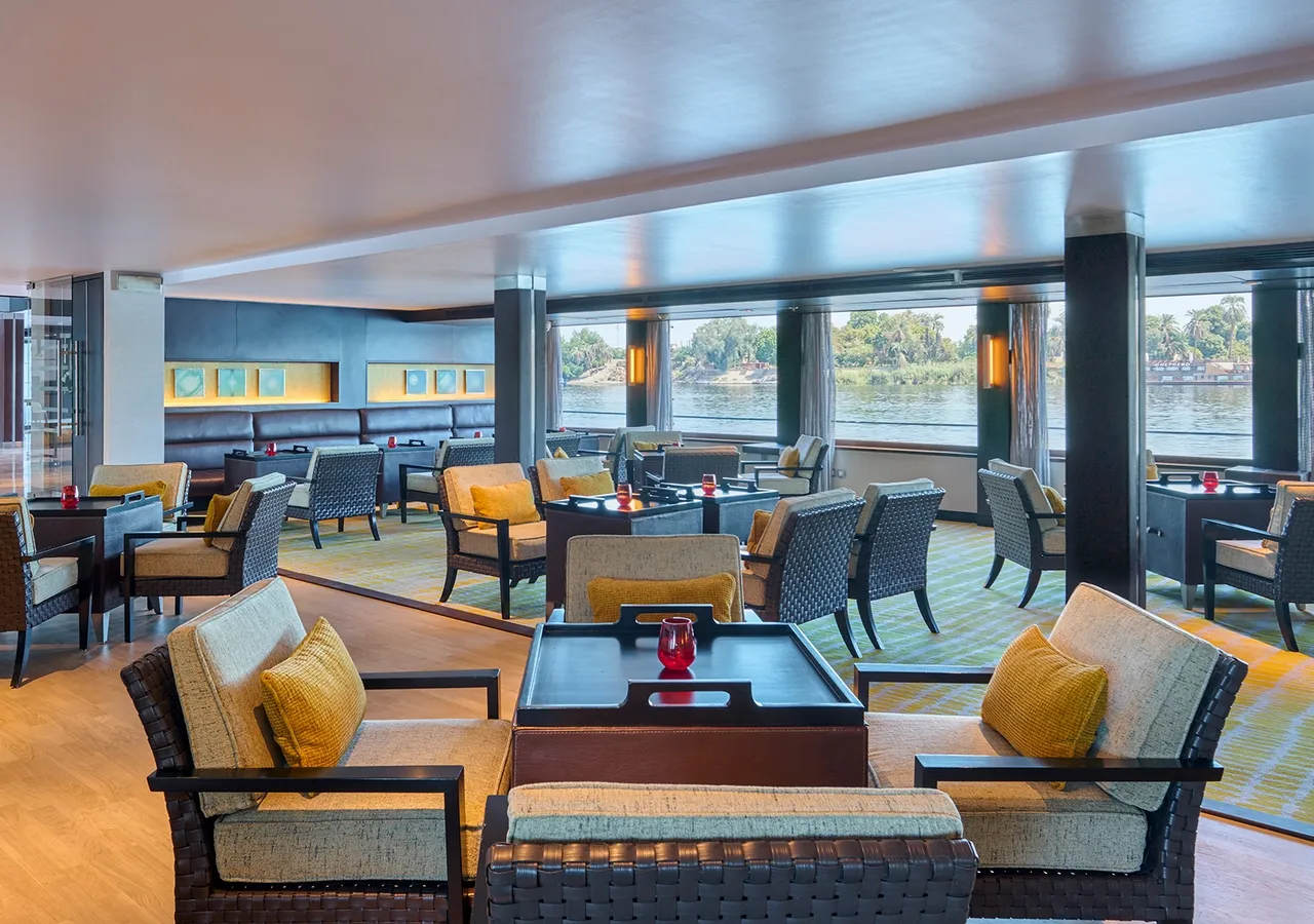 Lounge aboard the The Oberoi Zahra, Luxury Nile Cruiser Nile cruise
